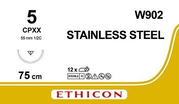 Steel suture 5,  W902, 5 CPXX ROTATING 2X75 cm monofilament