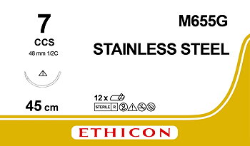 Steel suture 7,  M655G, 7 CCS 4X45 cm monofilament