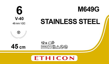 Steel suture 6,  M649G, 4X45 cm M8 monofilament