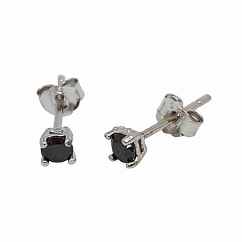 Silverörhänge med 3 mm stora svarta kristaller