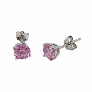 Örhänge silver med  4 mm rosa kristall - indiapiercing.se