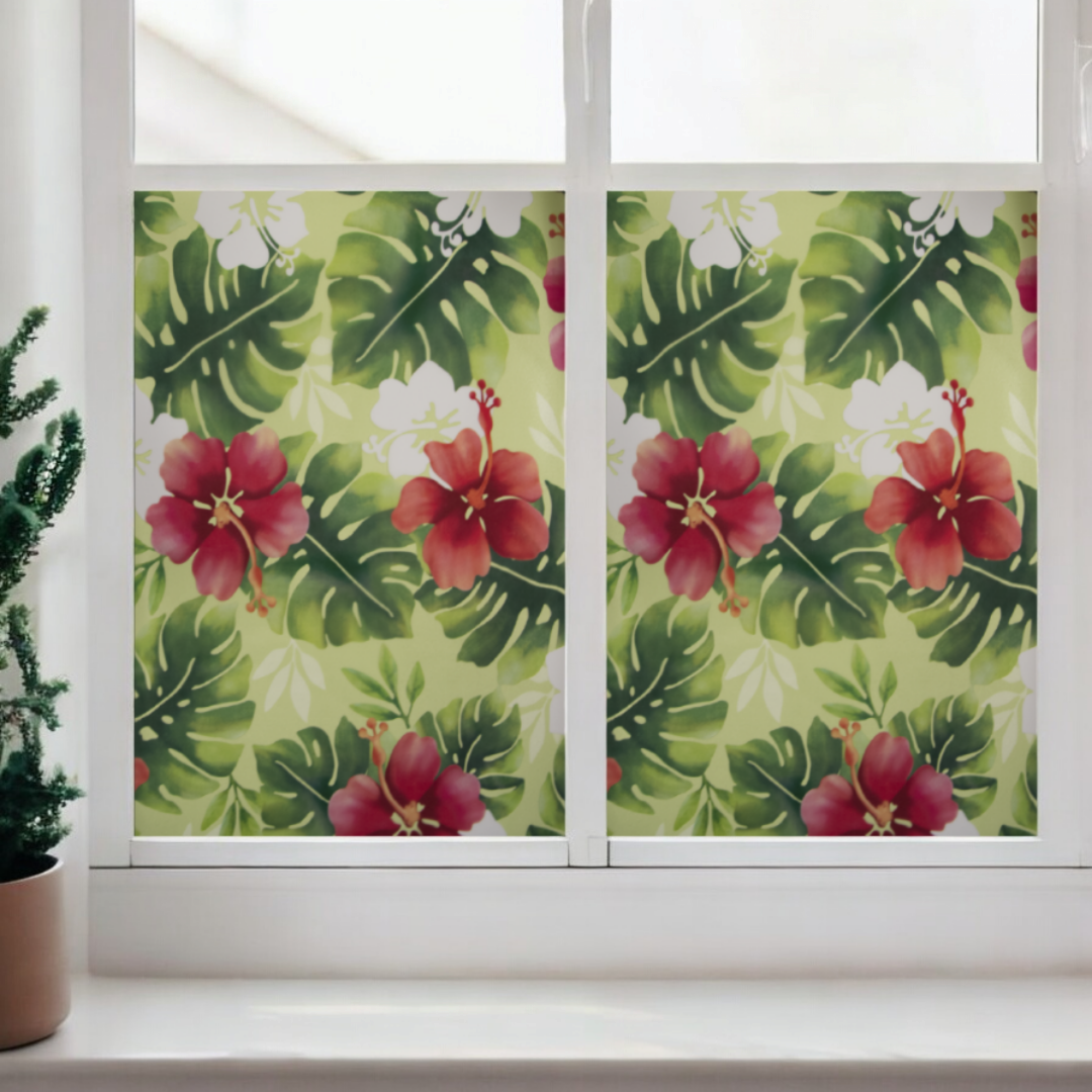 Rödvit blomster Metervara Insynsskydd