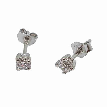 Örhänge i äkta silver med 3 mm glittrig kristall