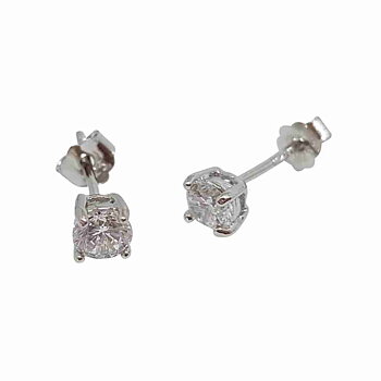 Örhänge i silver med 4 mm stora glittriga kristaller