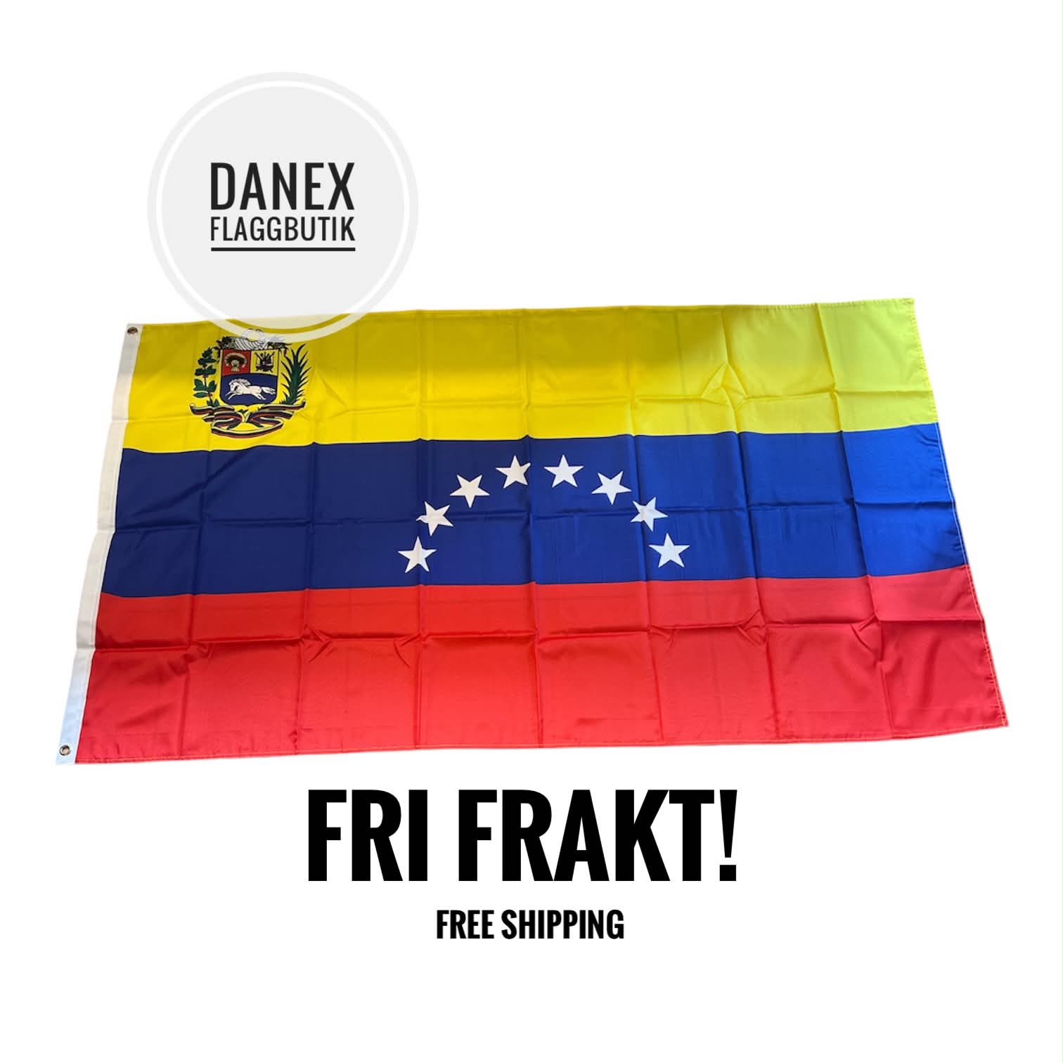 Venezuela nationsflagga  med märke 