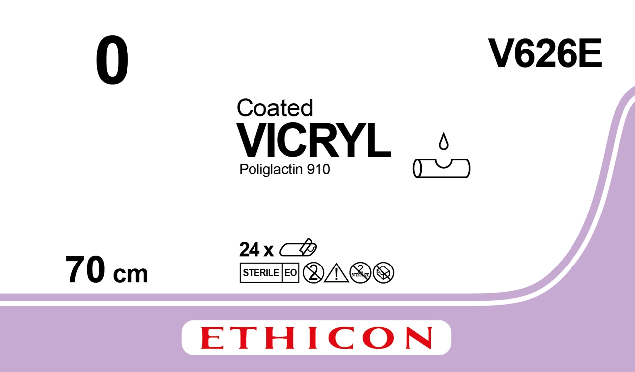 Vicryl suture 0, J626T, 2X70 cm purple