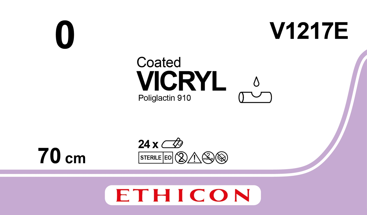 Vicryl suture 0, V1217E, 5X70 cm purple