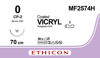 Vicryl suture 0, MF2574H, CP-2 70 cm purple