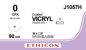 Vicryl suture 0, J1057H, CPX 90 cm purple