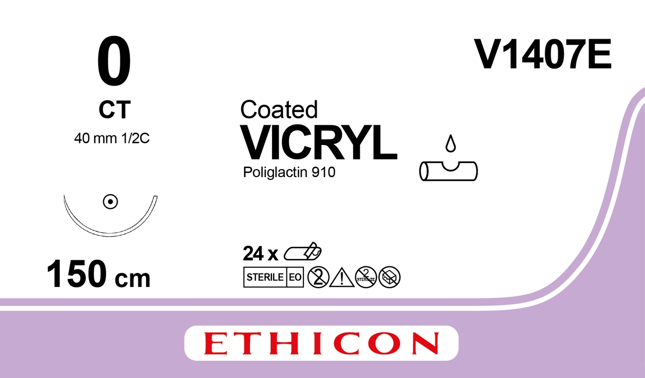 Vicryl suture 0, V1407E, CT 150 cm purple LOOP