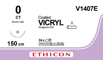 Vicryl suture 0, V1407E, CT 150 cm purple LOOP