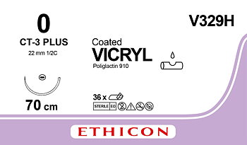 Vicryl suture 0, V329H, CT-3 70 cm purple