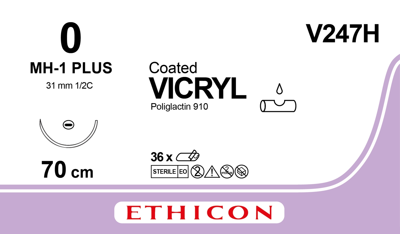 Vicryl suture 0, V247H, MH-1 70 cm purple