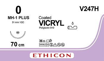Vicryl suture 0, V247H, MH-1 70 cm purple