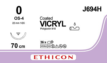 Vicryl suture 0, J694H, OS-4 70 cm undyed