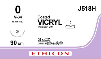 Vicryl suture 0, J518H, V-34 90 cm purple