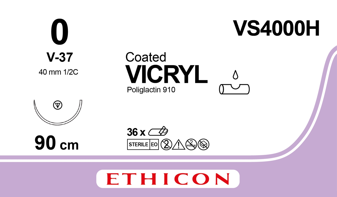 Vicryl sutur 0, VS4000H, V-37 90 cm purple