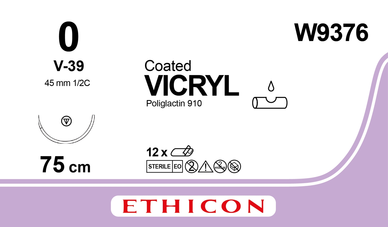 Vicryl sutur 0, W9376, V-39 75 cm purple