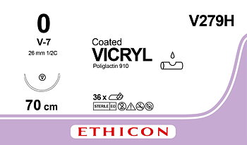Vicryl suture 0, V279H, V-7 70 cm purple