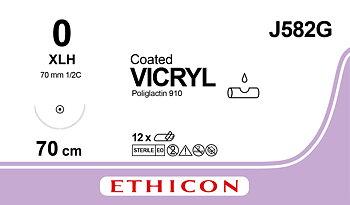 Vicryl suture 0, J582G, XLH 70 cm purple