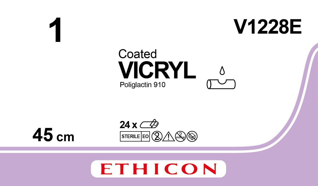Vicryl sutur 1, V1228E, 6X45 cm purple