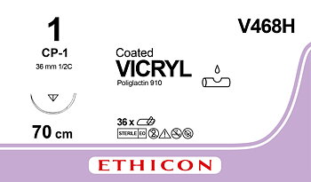 Vicryl suture 1, V468H, CP-1 70 cm purple