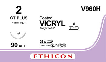 Vicryl suture 2, V960H, CT 90 cm undyed