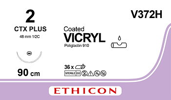 Vicryl suture 2, V372H, CTX 90 cm purple