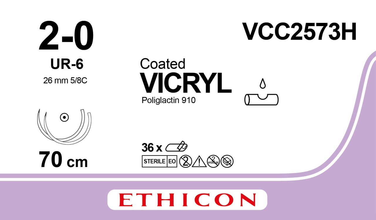 Vicryl suture 2-0, VCC2573H, 2XUR-6 70 cm purple