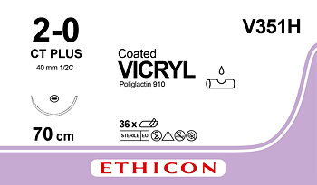 Vicryl suture 2-0, V351H, CT 70 cm purple