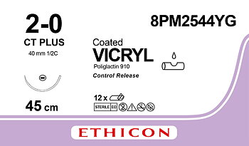 Vicryl suture 2-0, 8PM2544YG, CT CR 8X45 cm purple