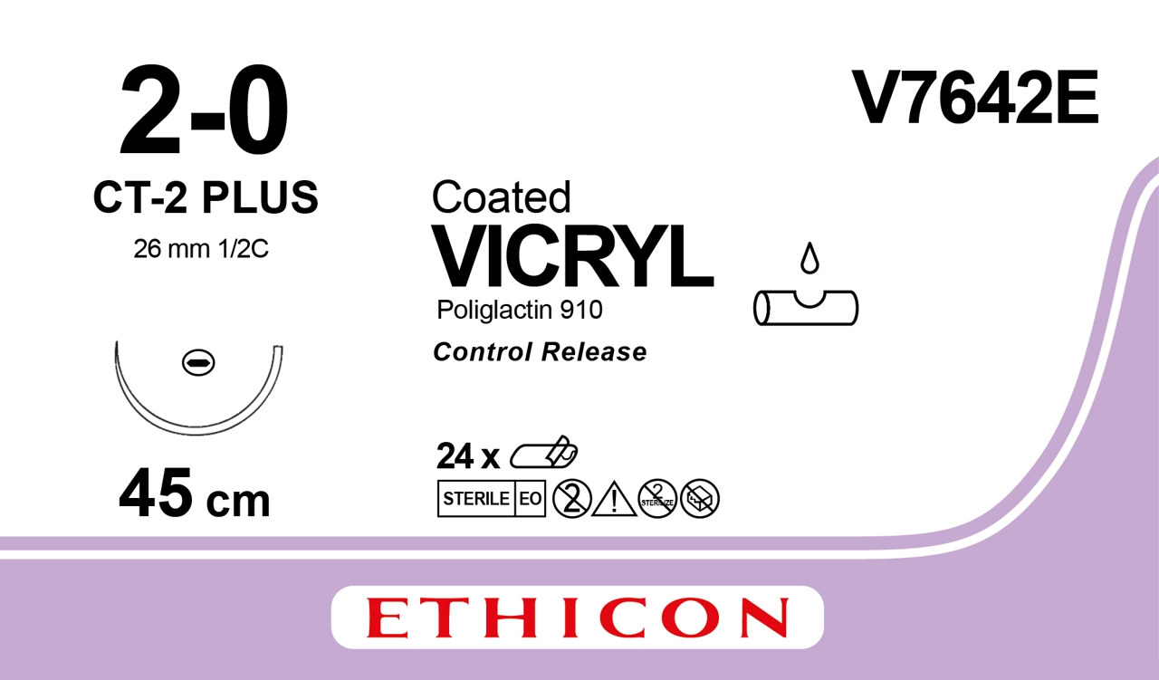 Vicryl suture 2-0, V7642E, CT-2 4X45 cm purple CR