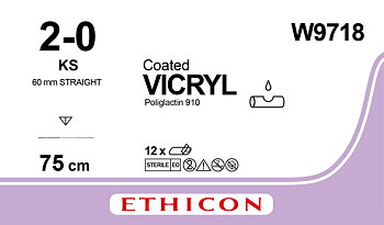 Vicryl suture 2-0, W9718, KS 75 cm undyed
