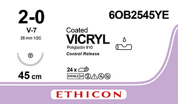 Vicryl suture 2-0, 6OB2545YE, V-7 6X45 cm purple CR