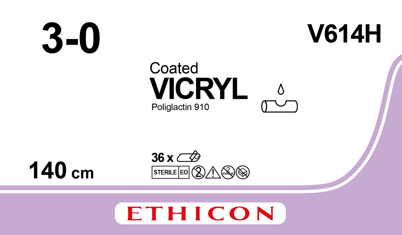 Vicryl sutur 3-0, V614H, 140 cm purple