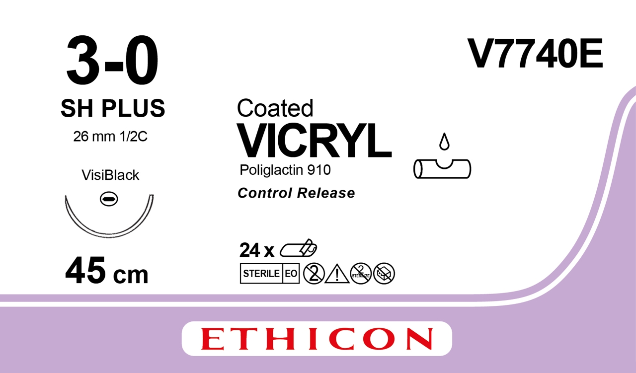 Vicryl suture 3-0, V7740E, JB VB CR 8X45 cm purple
