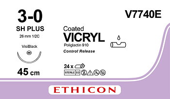Vicryl suture 3-0, V7740E, JB VB CR 8X45 cm purple