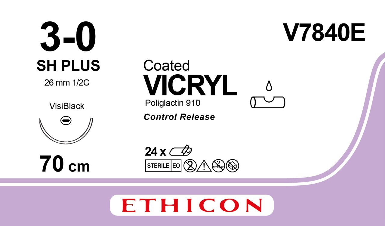 Vicryl suture 3-0, V7840E, JB VB CR 8X70 cm purple