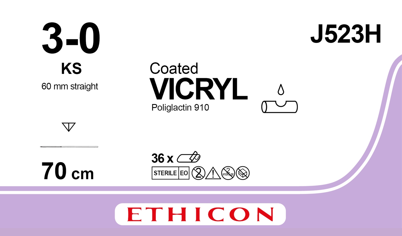 Vicryl suture 3-0, J523H, KS 70 cm purple