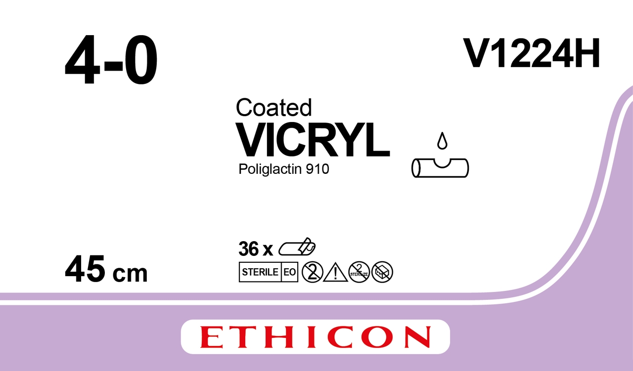 Vicryl sutur 4-0, V1224H, 6X45 cm purple