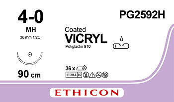 Vicryl suture 4-0, PG2592H, MH 90 cm purple