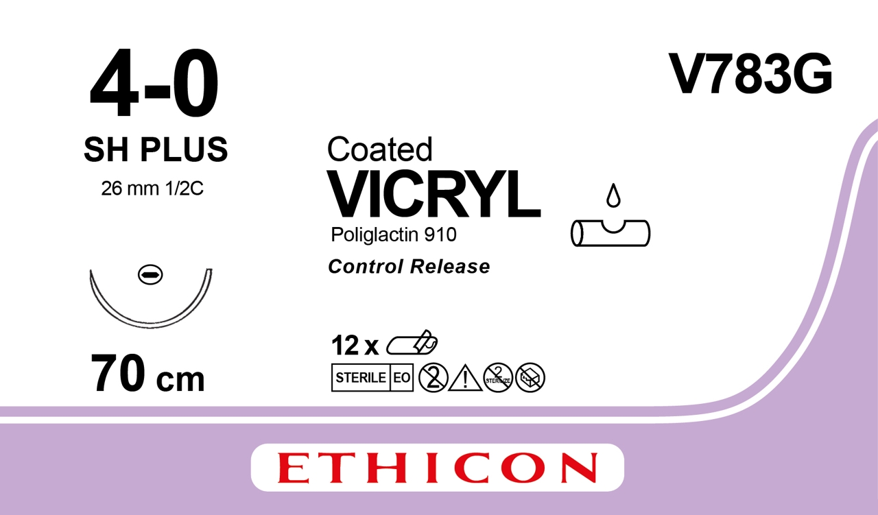Vicryl suture 4-0, V783G, SH CR 8X70 cm purple