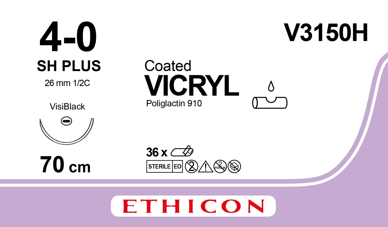 Vicryl suture 4-0, V3150H, SH VB 70 cm purple