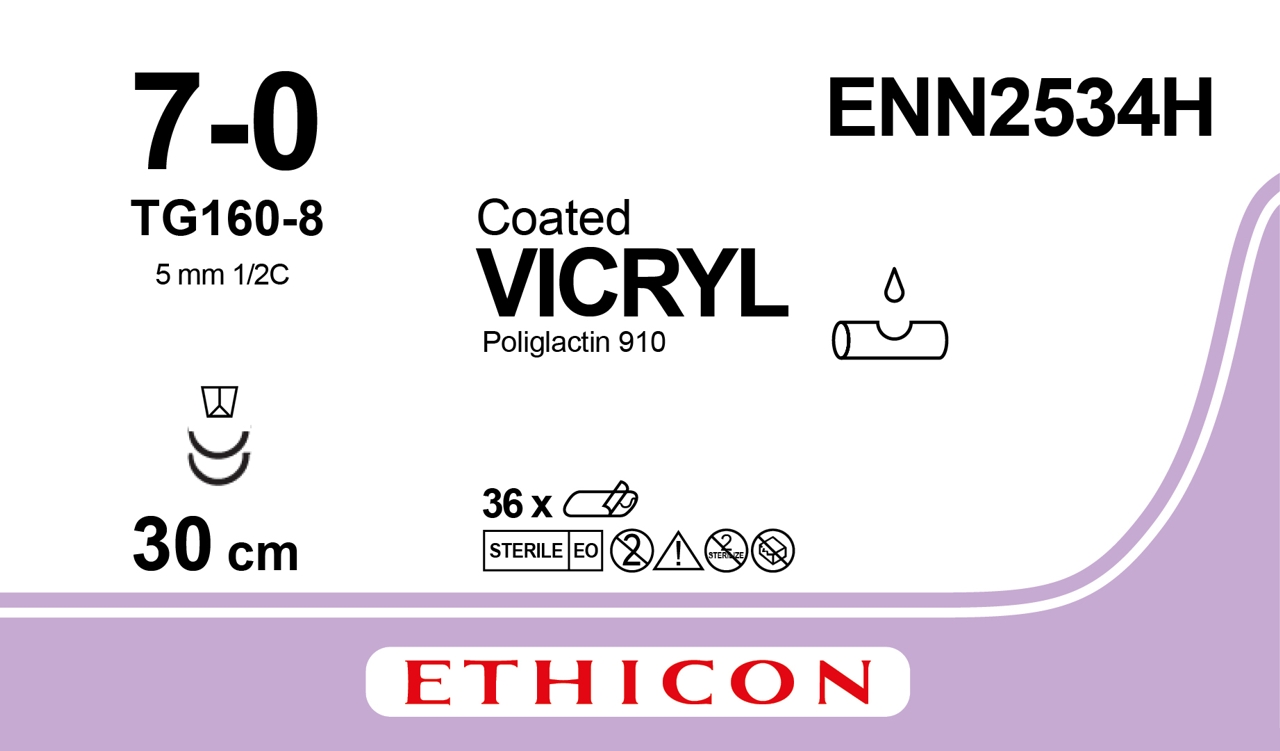 Vicryl sutur 7-0, ENN2534H, 2XGS-14 30 cm purple