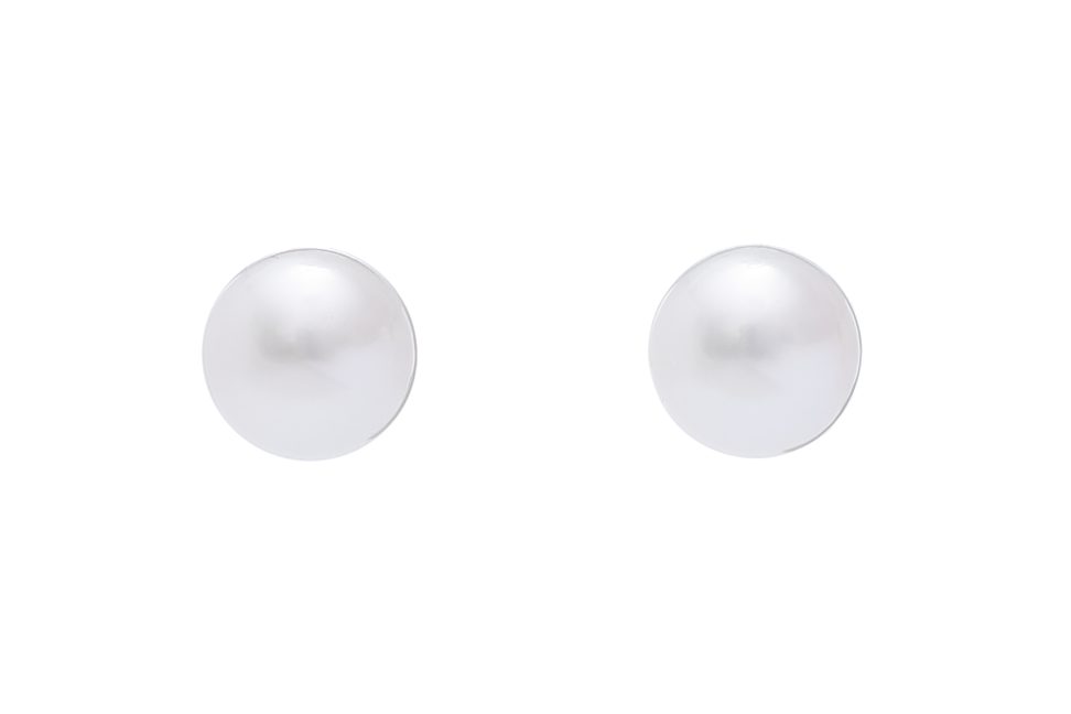 Top-Quality Large Fresh water pearl earrings set in gold 9-10mm - 2