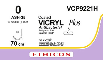 Vicryl plus sutur 0, VCP9221H, ASH-35 70 cm purple