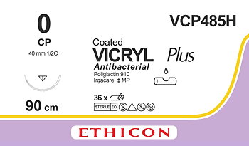 Vicryl plus sutur 0, VCP485H, CP 90 cm purple