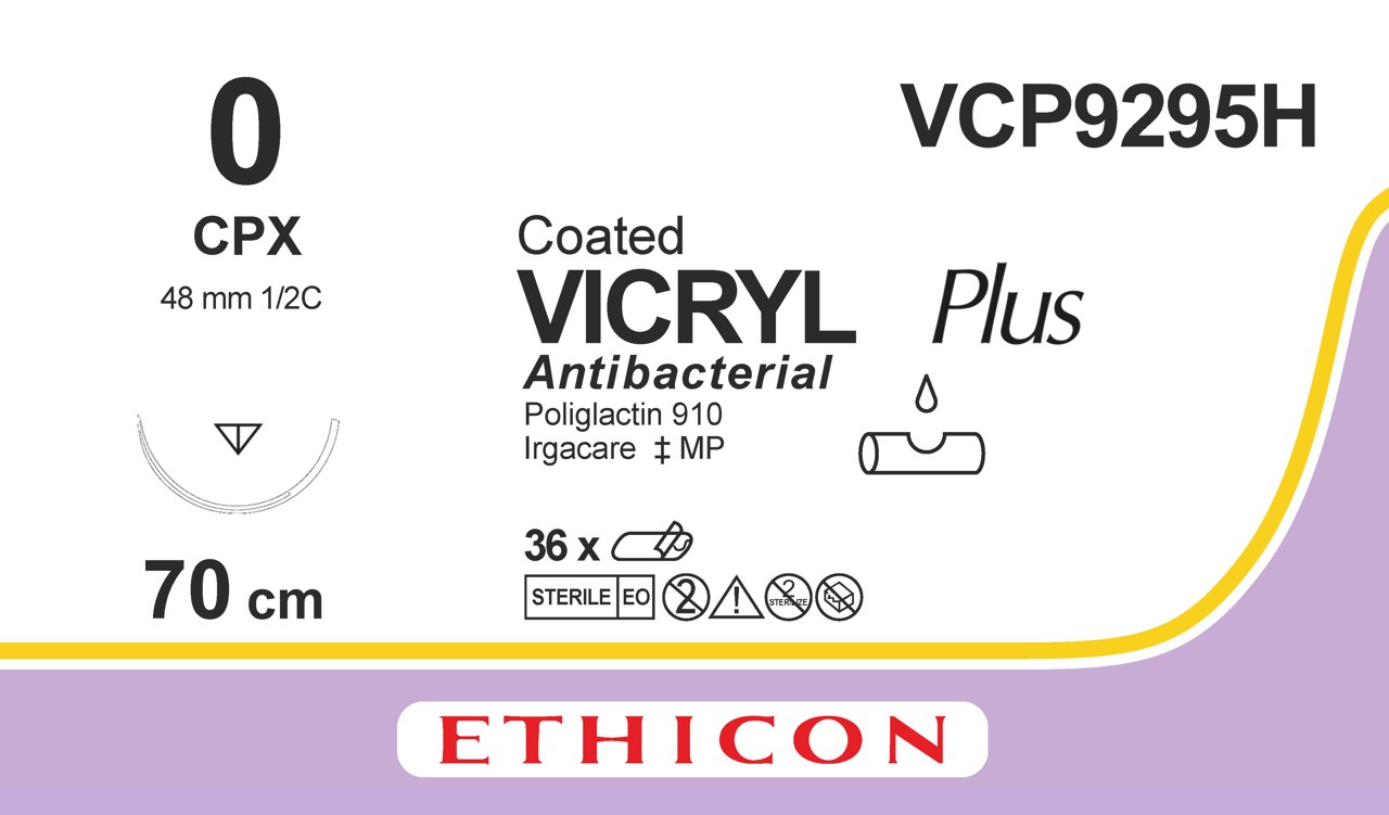 Vicryl plus suture 0, VCP9295H, CPX 70 cm purple