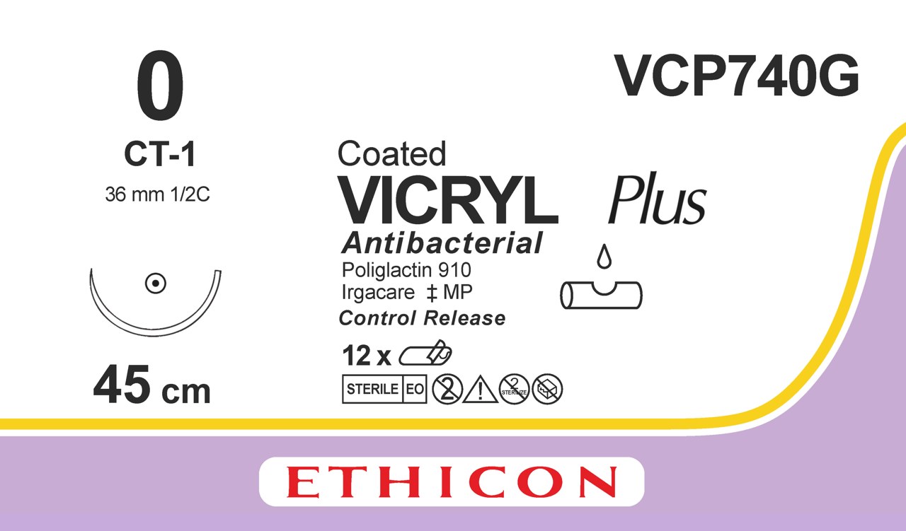 Vicryl plus suture 0, VCP740G, CT-1 8X45 cm purple