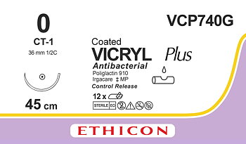 Vicryl plus sutur 0, VCP740G, CT-1 8X45 cm purple